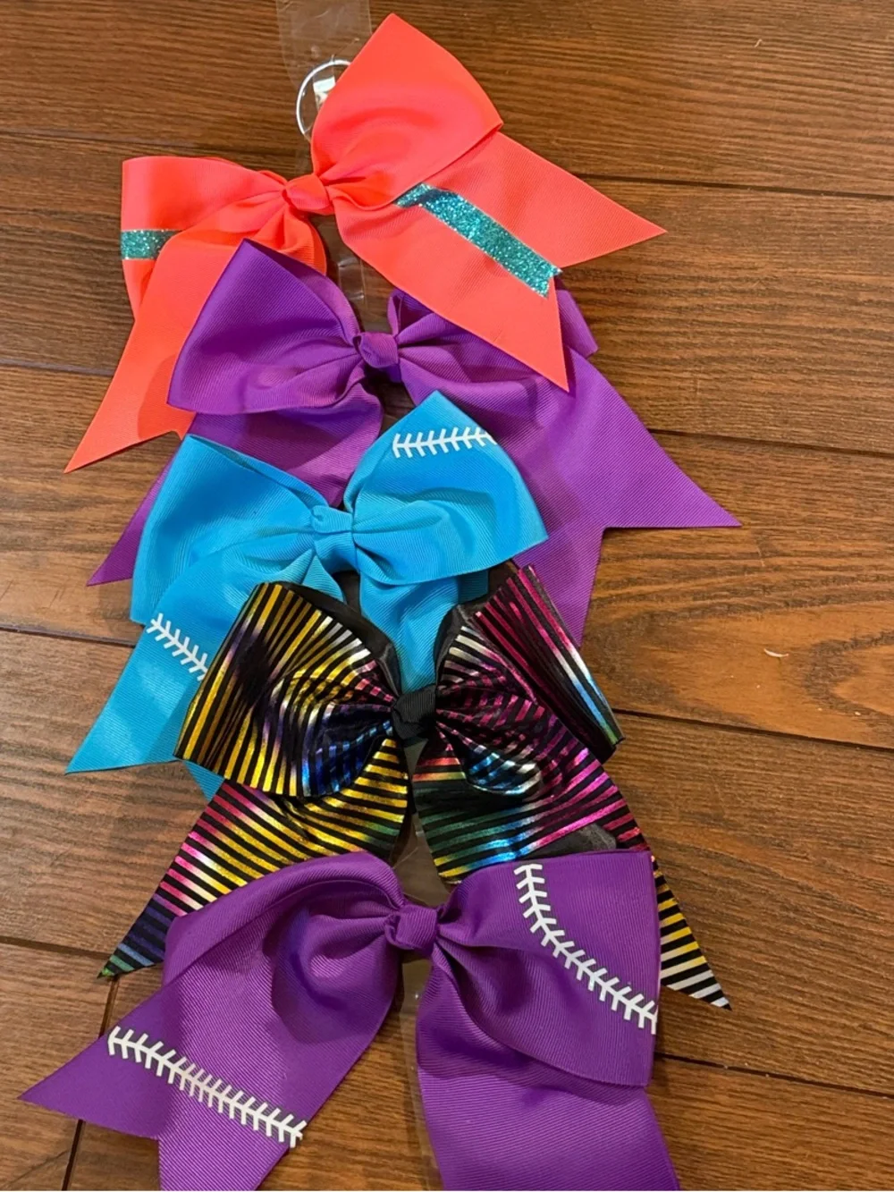 Kids Multi-Color Cheer Hair Bow Set - Purple, Teal, Coral, Black